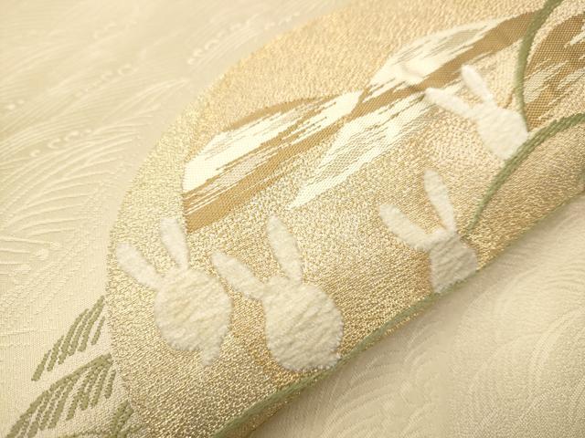 平和屋着物●太鼓柄袋帯　モール織　月　兎　金糸　正絹　逸品　CAAR7788hy