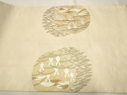 平和屋着物●太鼓柄袋帯　モール織　月　兎　金糸　正絹　逸品　CAAR7788hy