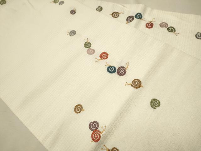 平和屋着物●九寸名古屋帯 カタツムリ 正絹 逸品 CAAR7806hy