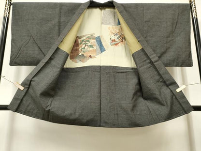 平和屋着物●男性　紬　アンサンブル　80亀甲　正絹　逸品　CAAR7826hy