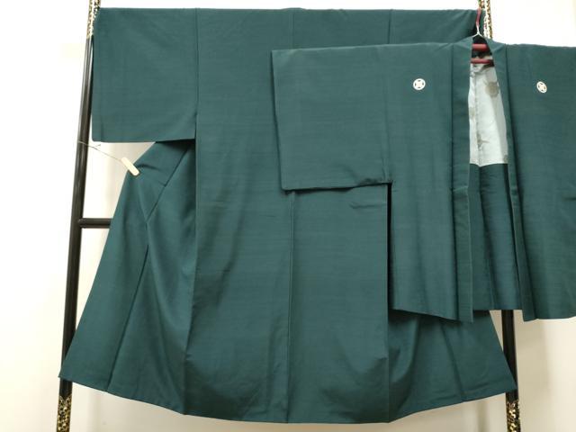 平和屋着物●男性 紬 色紋付 色無地 高麗納戸色 アンサンブル 正絹 逸品 CAAR7829hy