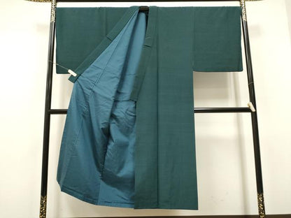 平和屋着物●男性 紬 色紋付 色無地 高麗納戸色 アンサンブル 正絹 逸品 CAAR7829hy