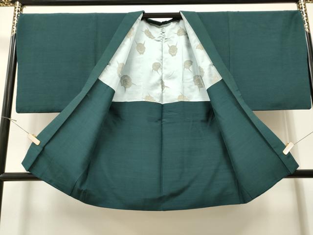 平和屋着物●男性 紬 色紋付 色無地 高麗納戸色 アンサンブル 正絹 逸品 CAAR7829hy