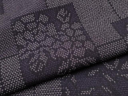 平和屋着物▼白鷹お召　色紙重ね草花文　正絹　逸品　CAAR7839hy
