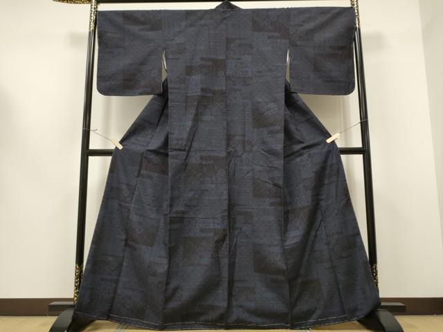 平和屋着物●本場眞錦絢結城紬 100亀甲 エ霞吉祥花文 証紙付き 正絹 逸品 未使用 CAAR7840hy