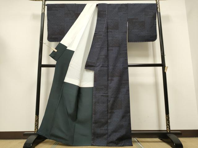 平和屋着物●本場眞錦絢結城紬 100亀甲 エ霞吉祥花文 証紙付き 正絹 逸品 未使用 CAAR7840hy