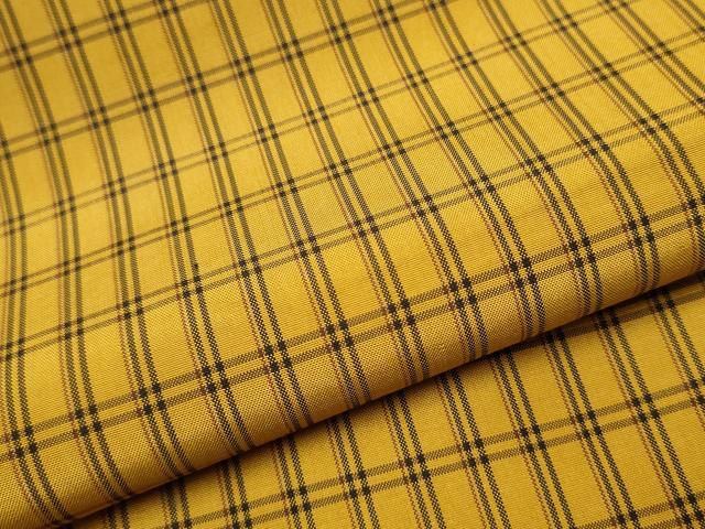 平和屋着物●本場黄八丈　平織　紬　格子柄　正絹　逸品　CAAR7841hy