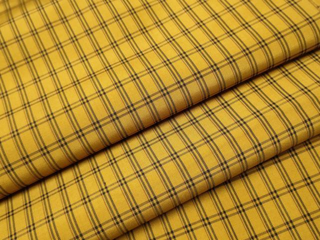 平和屋着物●本場黄八丈　平織　紬　格子柄　正絹　逸品　CAAR7841hy