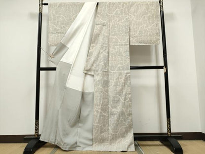 平和屋着物●本場結城紬 重要無形文化財 100亀甲 枝梅文 正絹 逸品 CAAR7846hy