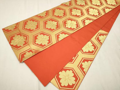 平和屋着物●西陣 川島織物 六通柄 本袋帯 亀甲花文 金糸 正絹 逸品 CAAR7873hy