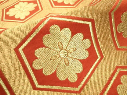平和屋着物●西陣 川島織物 六通柄 本袋帯 亀甲花文 金糸 正絹 逸品 CAAR7873hy