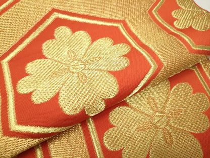 平和屋着物●西陣 川島織物 六通柄 本袋帯 亀甲花文 金糸 正絹 逸品 CAAR7873hy