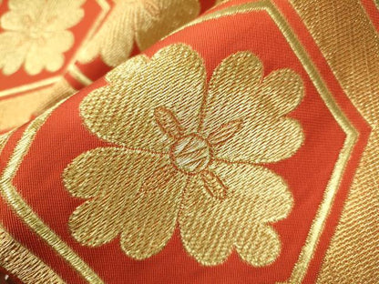 平和屋着物●西陣 川島織物 六通柄 本袋帯 亀甲花文 金糸 正絹 逸品 CAAR7873hy