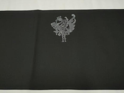 平和屋着物●塩瀬　九寸開き名古屋帯　総刺繍　天女　風景文　黒地　正絹　逸品　CAAR7913hy