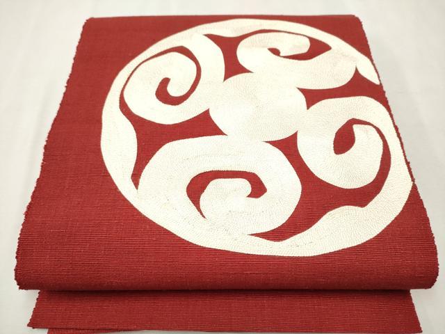 平和屋着物●本場結城紬　重要無形文化財　八寸名古屋帯　吉祥文　正絹　逸品　CAAR7917hy