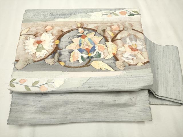 平和屋着物●ワンタッチつけ帯 すくい織 更紗花唐草文 金銀糸 正絹 逸品 CAAR7933hy