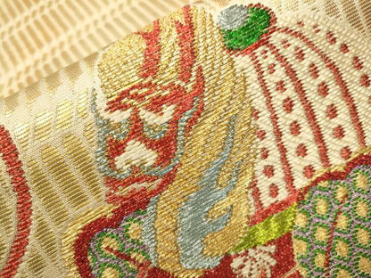平和屋着物●六通柄 本袋帯 桃山華宵文 金糸 正絹 逸品 CAAR7942hy