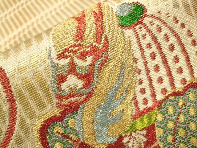 平和屋着物●六通柄 本袋帯 桃山華宵文 金糸 正絹 逸品 CAAR7942hy