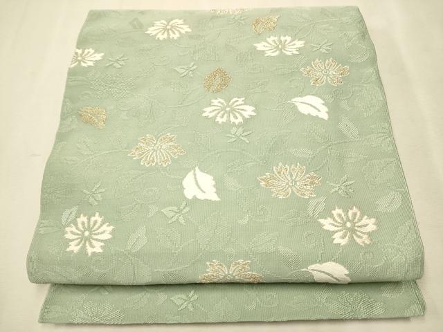 平和屋着物●八寸名古屋帯　綴れ　花唐草文　金糸　正絹　逸品　CAAR7936hy