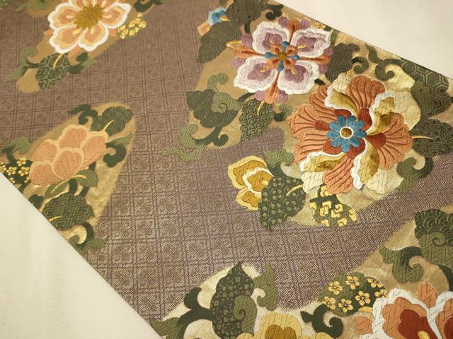 平和屋着物●六通柄袋帯 唐織 花唐草文 金糸 正絹 逸品 CAAR7947hy