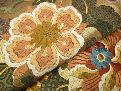 平和屋着物●六通柄袋帯 唐織 花唐草文 金糸 正絹 逸品 CAAR7947hy