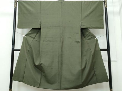 平和屋着物●男性 紬 色無地 藍媚茶色 正絹 逸品 CAAR8005vf