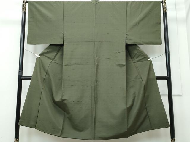 平和屋着物●男性 紬 色無地 藍媚茶色 正絹 逸品 CAAR8005vf