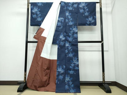 平和屋着物●上質な紬　枝花文　正絹　逸品　未使用　CAAR8016vf