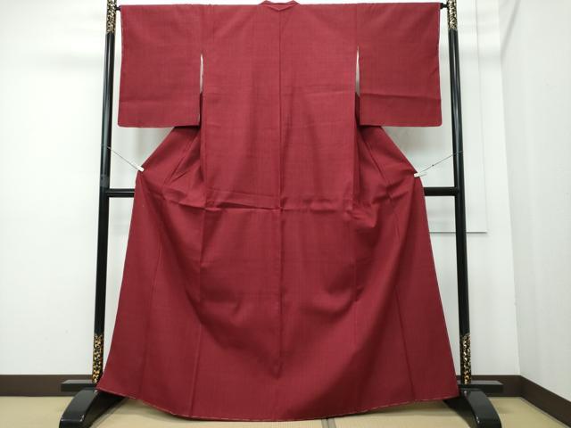 平和屋着物●結城紬　色無地　葡萄色　正絹　逸品　CAAR8024vf