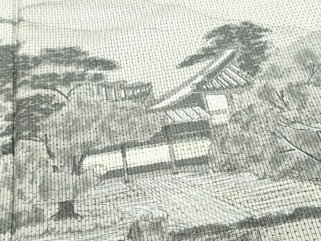平和屋着物●訪問着 本場染大島紬 作家物 手描き 風景草木文 正絹 逸品 CAAR8063vf
