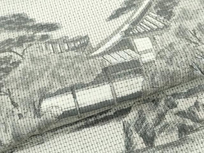 平和屋着物●訪問着 本場染大島紬 作家物 手描き 風景草木文 正絹 逸品 CAAR8063vf