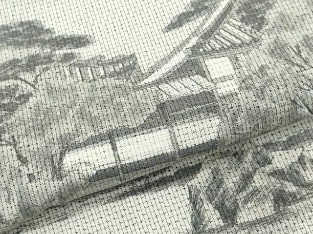 平和屋着物●訪問着 本場染大島紬 作家物 手描き 風景草木文 正絹 逸品 CAAR8063vf