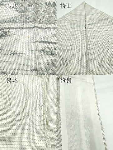 平和屋着物●訪問着 本場染大島紬 作家物 手描き 風景草木文 正絹 逸品 CAAR8063vf