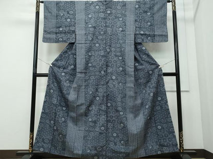 平和屋着物●上質な紬　切嵌花唐草文　正絹　逸品　CAAR8067vf