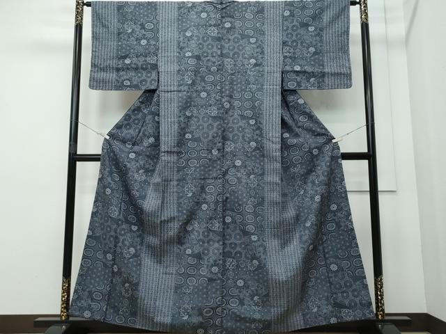 平和屋着物●上質な紬　切嵌花唐草文　正絹　逸品　CAAR8067vf
