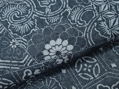 平和屋着物●上質な紬　切嵌花唐草文　正絹　逸品　CAAR8067vf