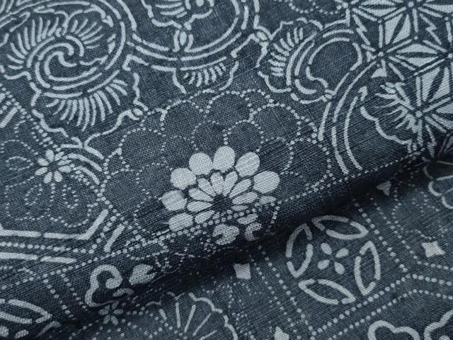 平和屋着物●上質な紬　切嵌花唐草文　正絹　逸品　CAAR8067vf