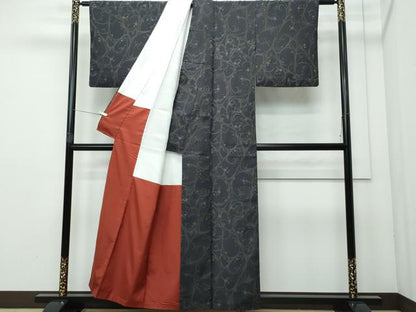 平和屋着物●上質な紬 唐草文 正絹 逸品 CAAR8093vf