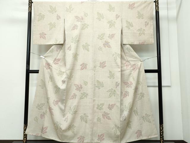 平和屋着物●本塩沢　楓文　正絹　逸品　CAAR8094vf