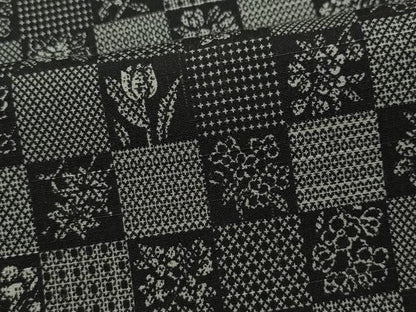 平和屋着物●上質な紬 市松草花文 証紙付き 正絹 逸品 CAAR8096vf