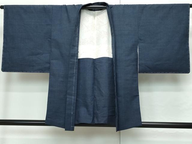 平和屋着物●綿薩摩　東郷織物謹製　手織　160亀甲　實篤　永江明夫(正藍染)　逸品　CAAR8099vf