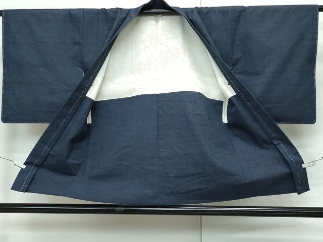 平和屋着物●綿薩摩　東郷織物謹製　手織　160亀甲　實篤　永江明夫(正藍染)　逸品　CAAR8099vf