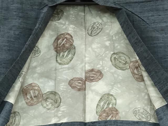 平和屋着物●男性　紬　アンサンブル　霞文　正絹　逸品　CAAR8112vf