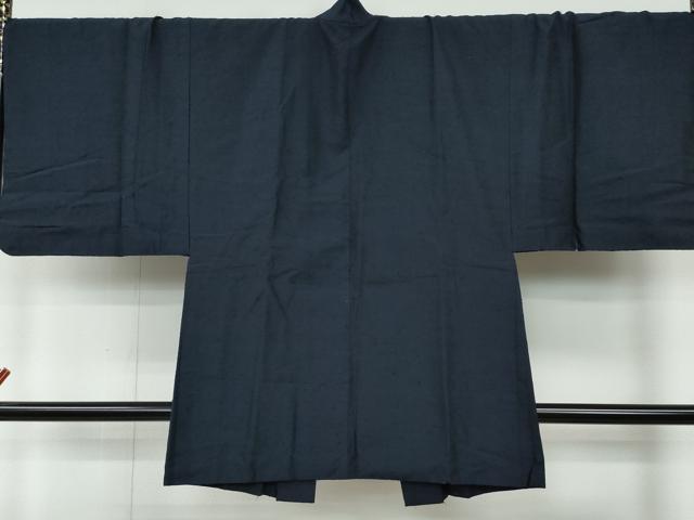 平和屋着物●男性　紬　髭紬・羽織セット　藍鉄色　正絹　逸品　CAAR8117vf