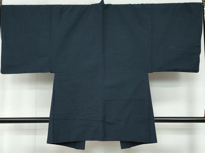 平和屋着物●男性 紬 アンサンブル 藍鉄色 正絹 逸品 CAAR8123vf