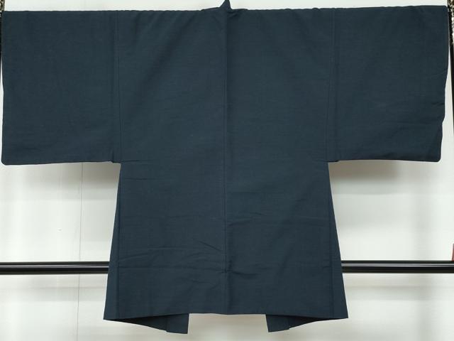 平和屋着物●男性 紬 アンサンブル 藍鉄色 正絹 逸品 CAAR8123vf