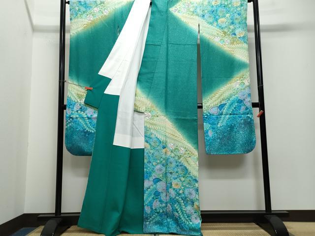 楽天市場】訪問着 吉野一廉 辻ヶ花染め 正絹 黒地 未仕立て 仮絵