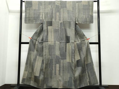 平和屋着物●上質な紬　縞　正絹　逸品　CAAR8141vf