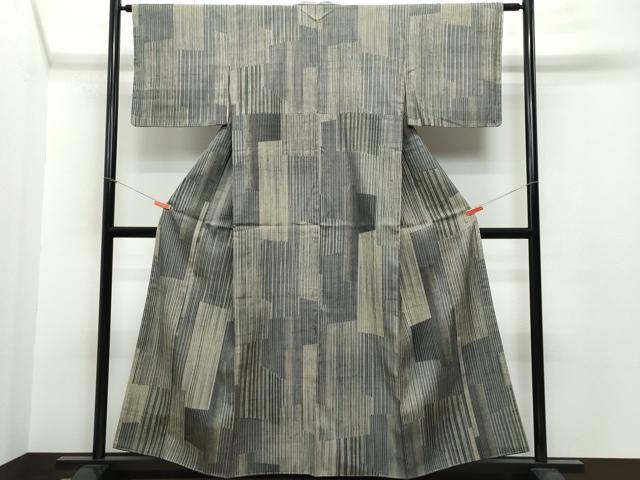 平和屋着物●上質な紬　縞　正絹　逸品　CAAR8141vf