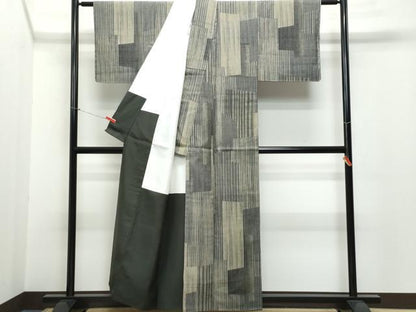 平和屋着物●上質な紬　縞　正絹　逸品　CAAR8141vf